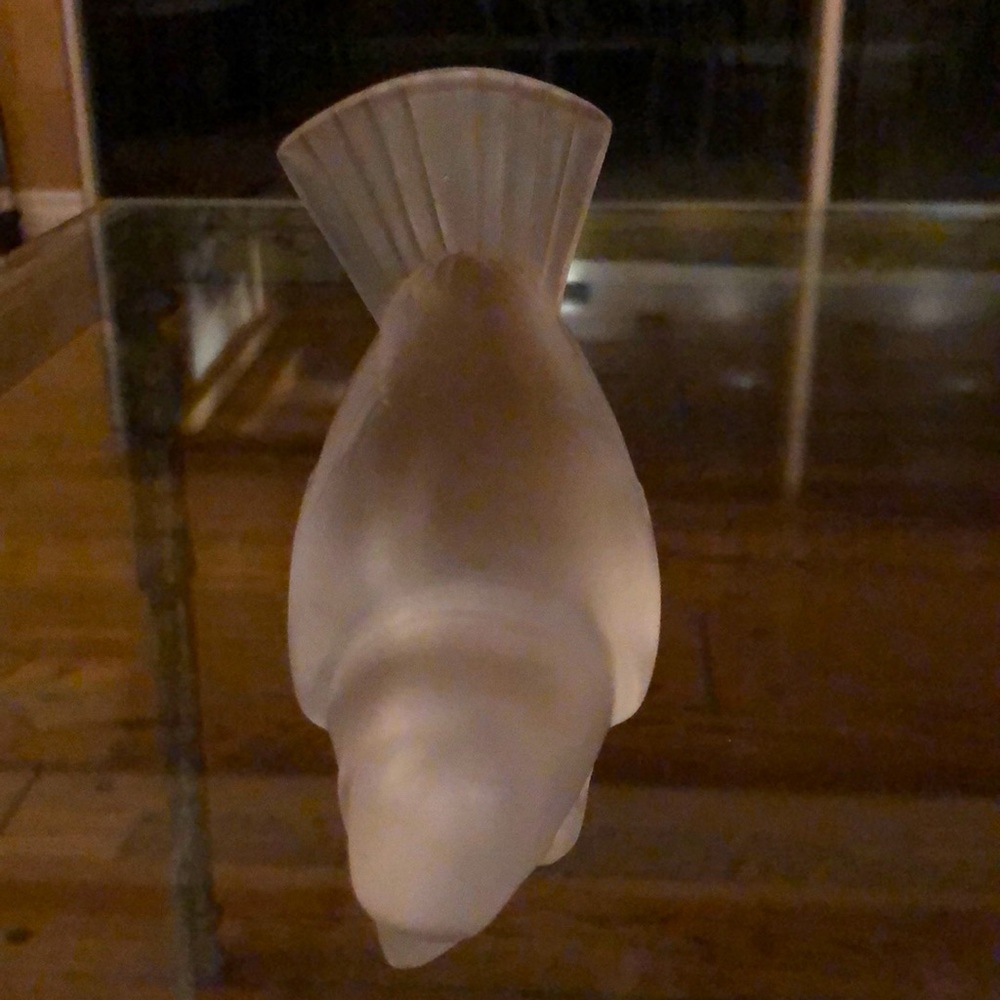 Vintage Signed Lalique France Frosted Crystal Sparrow Bird Figurine